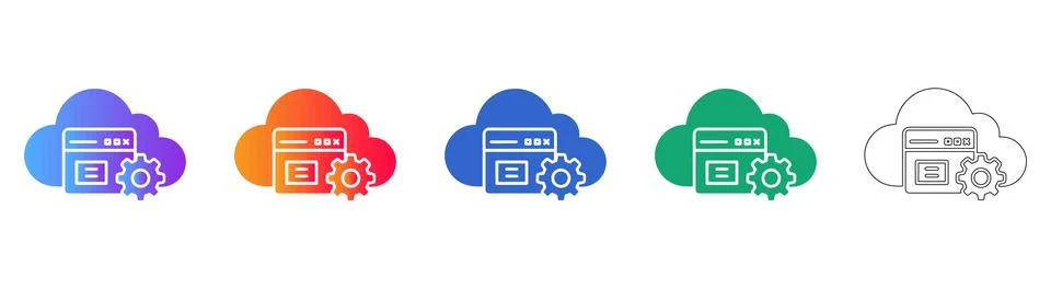 Cloud Computing Settings Icon Set 库存插图