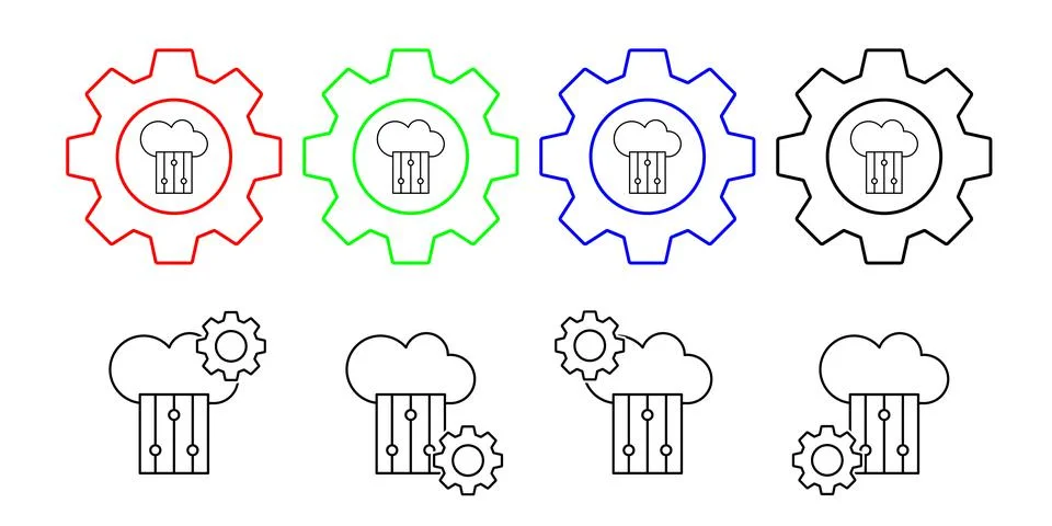Cloud computing, settings, seo vector icon in gear set illustration for ui and イラスト素材