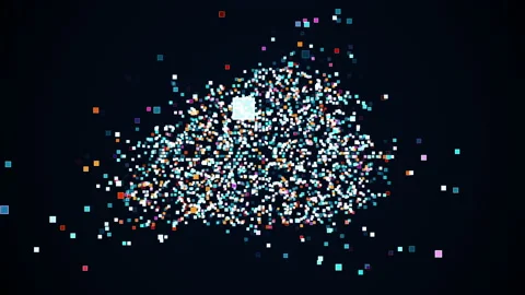 Cloud computing shape concept global tech animation from particular. Stock Footage 176825292