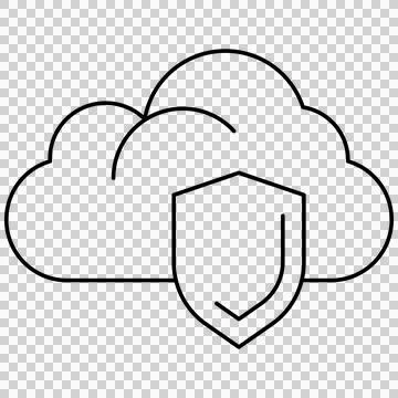 Cloud computing shape with protection shield 库存插图
