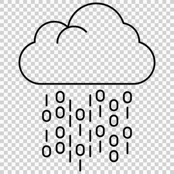 Cloud computing shape raining binary code digits 库存插图