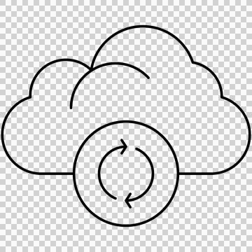 Cloud computing shape with sync rotation arrows Stock Illustration