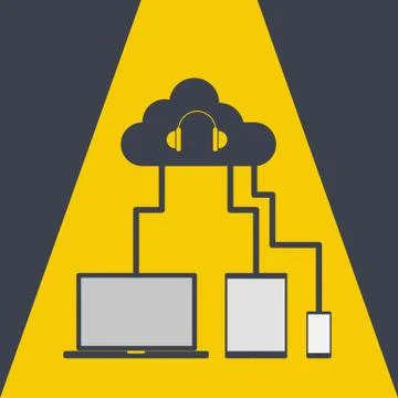 Cloud computing share music Stock Illustration