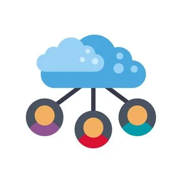 Cloud computing sharing data with multiple users Stock Illustration