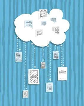 Cloud computing / sharing documents online Stock Illustration