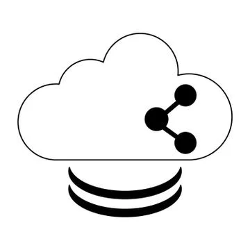 Cloud computing sharing technology in black and white Illustrazione stock