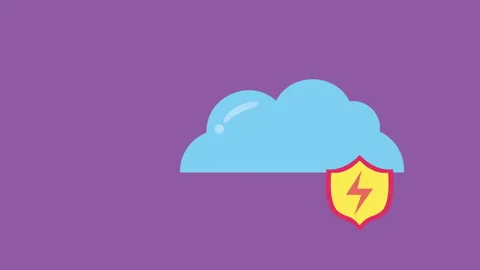 Cloud Computing With Shield Cyber Security 2d Animation with Alpha Matte Stock Footage 336293959