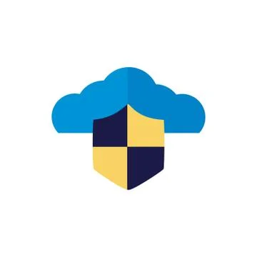 Cloud computing with shield flat style 스톡 일러스트