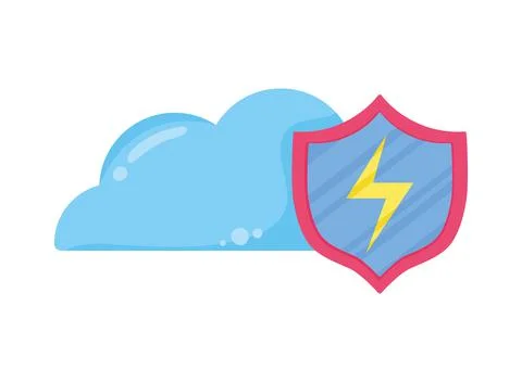Cloud computing with shield Stock Illustration