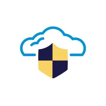 Cloud computing with shield lineal color style 스톡 일러스트