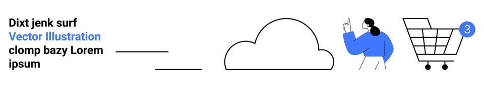 Cloud Computing with Shopping Cart and User Interaction Featuring Notificatio Stock Illustration
