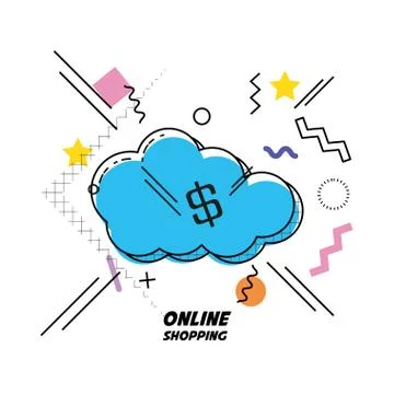 Cloud computing shopping online icon Illustrazione stock