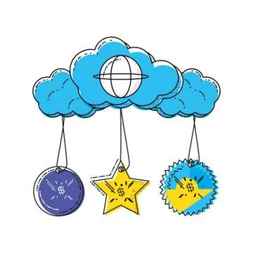 Cloud computing shopping online icon イラスト素材