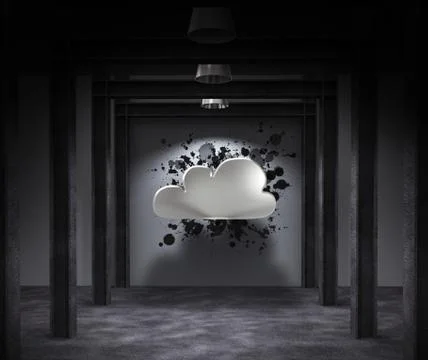 Cloud computing sign on splashing colors background as concept Illustrazione stock