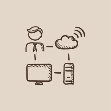 Cloud computing sketch icon 스톡 일러스트