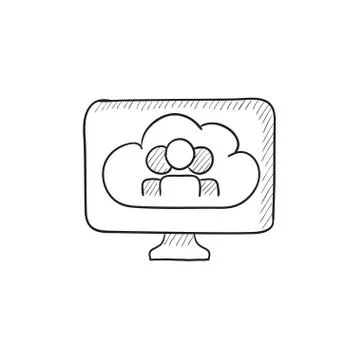 Cloud computing sketch icon Stock Illustration