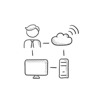 Cloud computing sketch icon 스톡 일러스트
