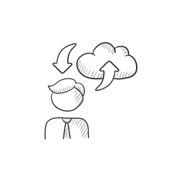 Cloud computing sketch icon Stock Illustration