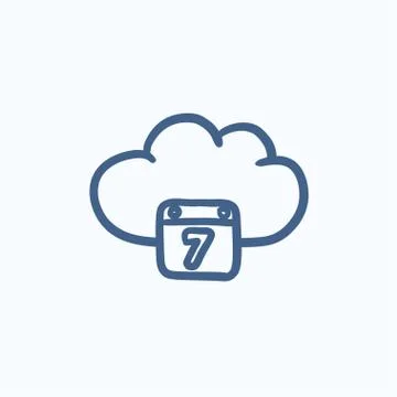 Cloud computing sketch icon 스톡 일러스트
