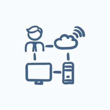 Cloud computing sketch icon Stock Illustration
