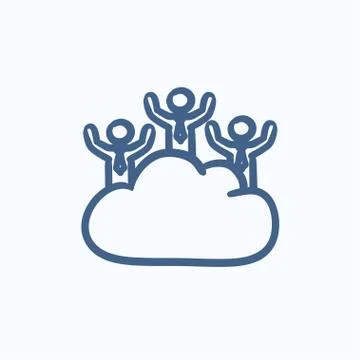 Cloud computing sketch icon Stock Illustration