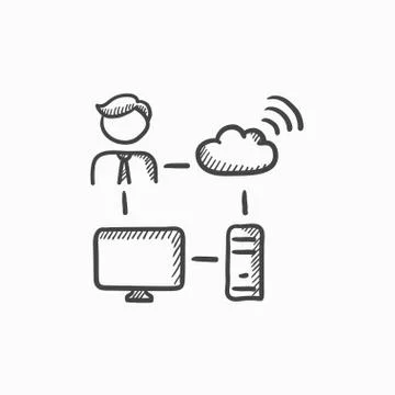Cloud computing sketch icon イラスト素材