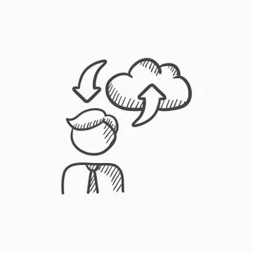 Cloud computing sketch icon 스톡 일러스트