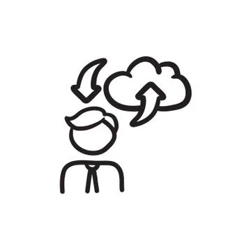 Cloud computing sketch icon Stock Illustration