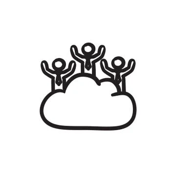Cloud computing sketch icon 库存插图
