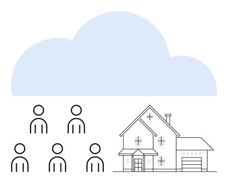 Cloud Computing for Smart Home System with Connected Users Stock Illustration