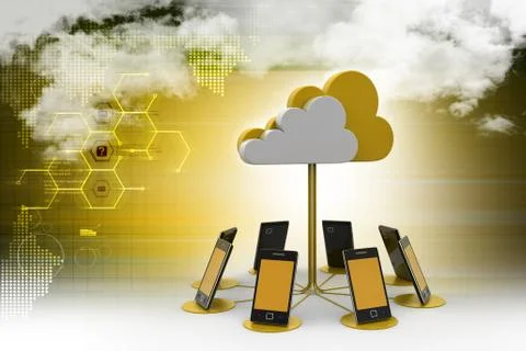 Cloud computing with smart phone Illustrazione stock
