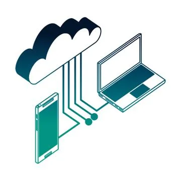 Cloud computing with smartphone and computer Stock Illustration