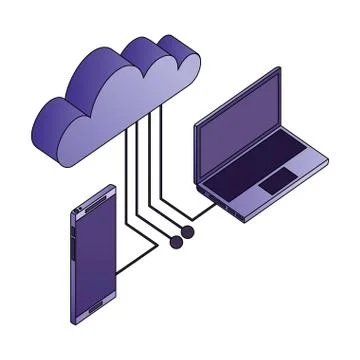 Cloud computing with smartphone and computer Stock Illustration