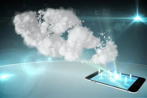 Cloud computing with smartphone Stock Illustration