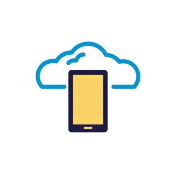 Cloud computing with smartphone lineal color style Illustrazione stock