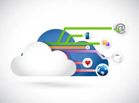 Cloud computing social media circuit diagram Stock Illustration