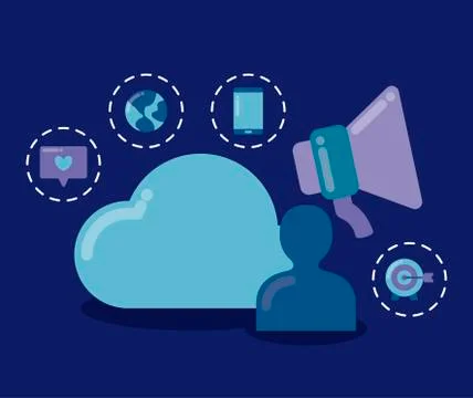 Cloud computing with social media icons イラスト素材