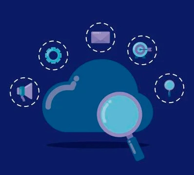 Cloud computing with social media icons 스톡 일러스트