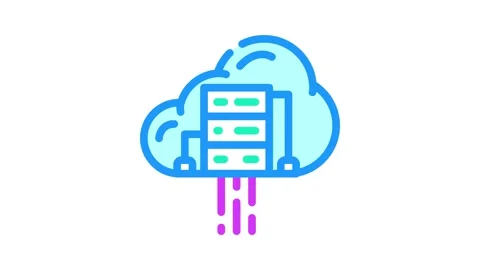 Cloud computing software color icon animation Stock Footage 327267851