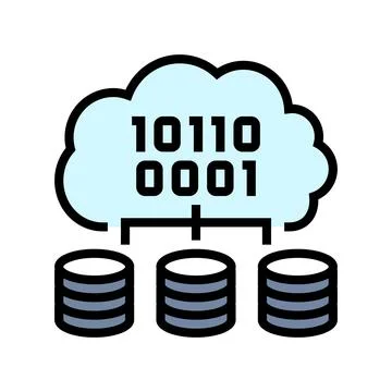 Cloud computing software color icon vector illustration Stock Illustration