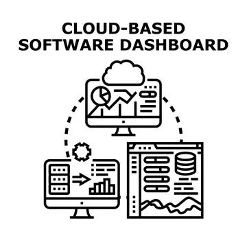 Cloud computing software dashboard analytics and data visualization Illustrazione stock