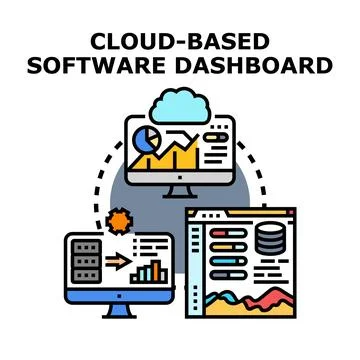 Cloud computing software dashboard analytics and data visualization Stock Illustration
