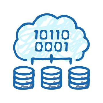 Cloud computing software icon doodle illustration 库存插图