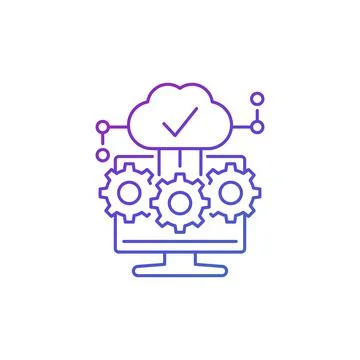 Cloud computing software icon, thin line vector Stock Illustration