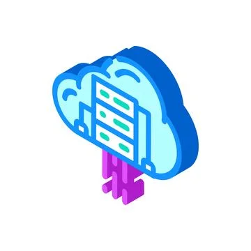 Cloud computing software isometric icon vector illustration Stock Illustration