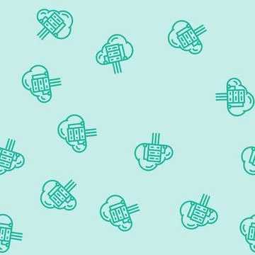 Cloud computing software line vector seamless pattern 스톡 일러스트