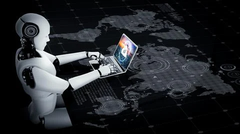 Cloud computing software for modish remote work 스톡 일러스트