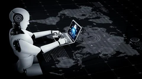 Cloud computing software for modish remote work 库存插图