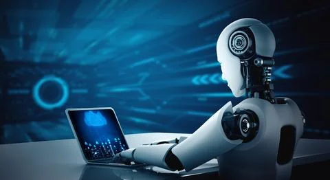 Cloud computing software for modish remote work Illustrazione stock