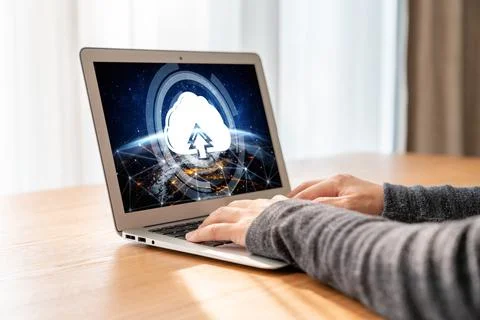 Cloud computing software for modish remote work Foto stock